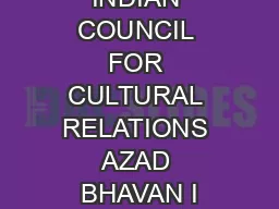 INDIAN COUNCIL FOR CULTURAL RELATIONS AZAD BHAVAN I