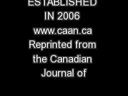 ESTABLISHED IN 2006 www.caan.ca Reprinted from the Canadian Journal of