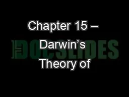 Chapter 15 – Darwin’s Theory of