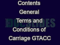 Contents General Terms and Conditions of Carriage GTACC