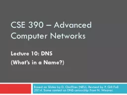 CSE 390 – Advanced Computer Networks