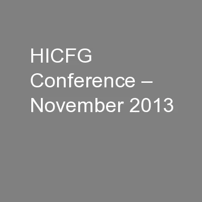 HICFG Conference – November 2013