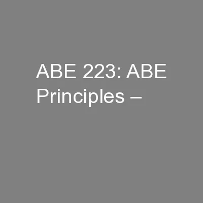 ABE 223: ABE Principles –