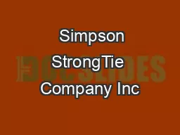   Simpson StrongTie Company Inc