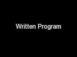 Written Program