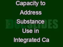 Building Capacity to Address Substance Use in Integrated Ca