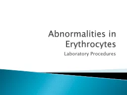 Abnormalities in Erythrocytes