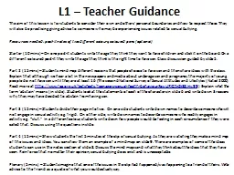 L1 – Teacher Guidance