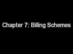 Chapter 7: Billing Schemes