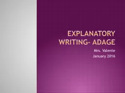 Explanatory Writing- Adage