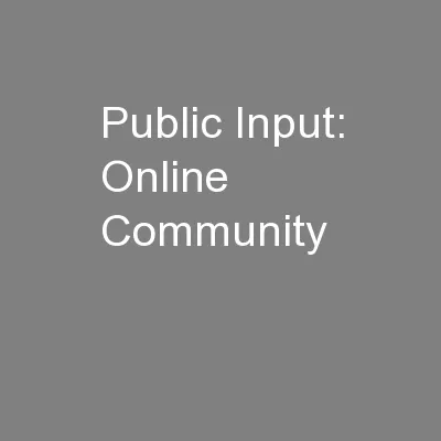 Public Input: Online Community