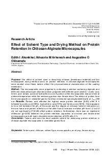 et al Research Article Effect of Solvent Type and Drying Method on Protein Retention in