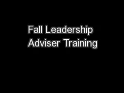 Fall Leadership Adviser Training