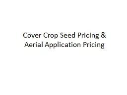Cover Crop Seed Pricing &