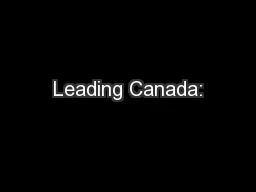 Leading Canada: