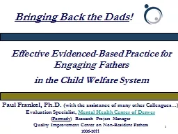 Effective Evidenced-Based Practice for Engaging Fathers