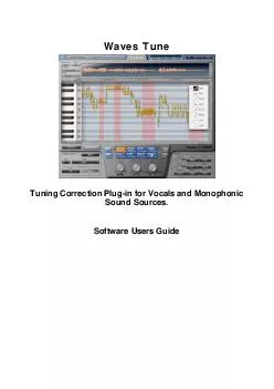 Waves Tune Tuning Correction Plug in for Vocals and Monophonic Sound Sources