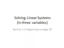 Solving Linear Systems