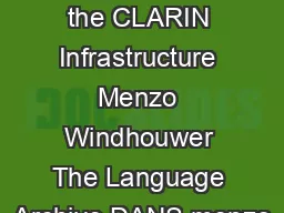 Lightweight Semantics in the CLARIN Infrastructure Menzo Windhouwer The Language Archive