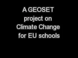 A GEOSET project on Climate Change for EU schools