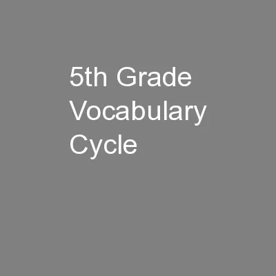 5th Grade Vocabulary Cycle