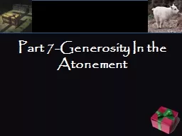 Part 7-Generosity In the Atonement