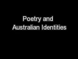 Poetry and Australian Identities
