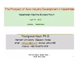 The Prospect of  Auto Industry Development in Kazakhstan