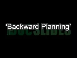 ‘Backward Planning’