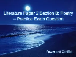 Literature Paper 2 Section B: Poetry