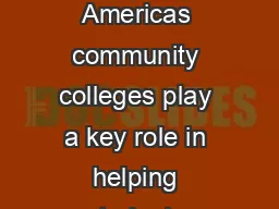 Where Value Meets Values The Economic Impact of Community Colleges  Americas community