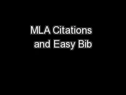 MLA Citations and Easy Bib