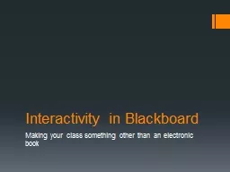 Interactivity in Blackboard