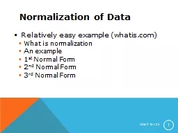 Normalization of Data