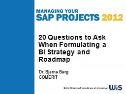 20 Questions to Ask When Formulating a BI Strategy and Road