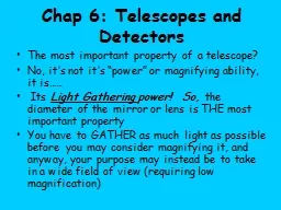 Chap 6: Telescopes and Detectors