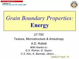 1 Grain Boundary Properties: