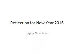 Reflection for New Year 2016