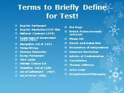 Terms to Briefly Define for Test!