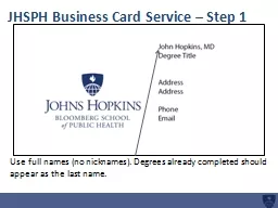 JHSPH Business Card Service – Step 1