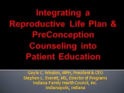 Integrating a Reproductive Life Plan &