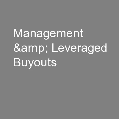 Management & Leveraged Buyouts