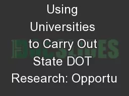 Using Universities to Carry Out State DOT Research: Opportu