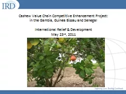 Cashew Value Chain Competitive Enhancement Project:
