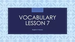 Vocabulary Lesson 7