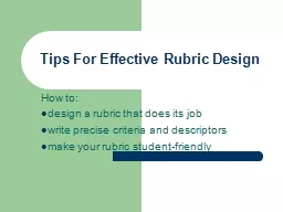 Tips For Effective Rubric Design