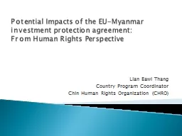 Potential Impacts of the EU-Myanmar investment protection a