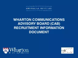 Wharton Communications advisory board (CAB) recruitment inf