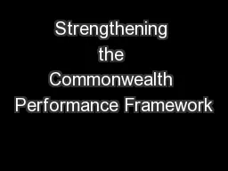Strengthening the Commonwealth Performance Framework