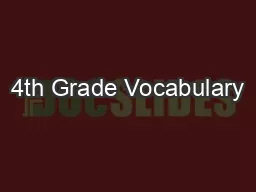 4th Grade Vocabulary